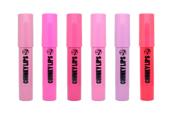 Brillantes y burbujeantes lápices labiales Chunky Lips de W7 Cosmetics.