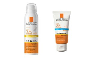 Spray bloqueador para el cuerpo y la cara y gel en crema para el rostro  con alta protección UVA UVB.