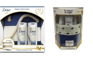 Bolso Cosmetiquero Dove y Bolso Playero Dove con cremas.