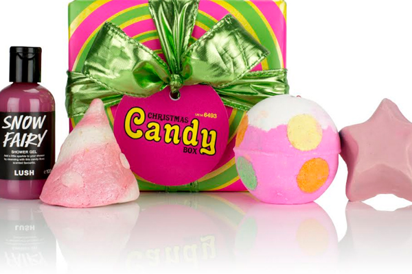 Christmas Candy Box de Lush: Candy Mountain Burbuja de baño,En tu Regalo,Luxury Lush Pud Bomba de baño,Rock Star jabón,Snow fairy Gel de ducha.