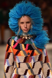A model presents a creation at the House of Holland catwalk show during London Fashion Week in London