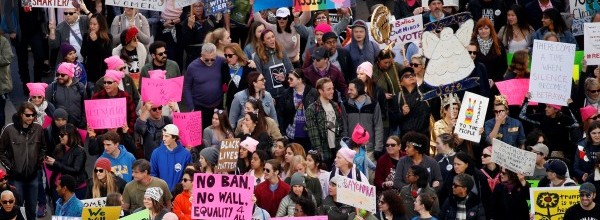 People participate in the second annual Women's March in Los Angeles, California, U.S. January 20, 2018. REUTERS/Patrick T. Fallon USA-TRUMP/WOMEN