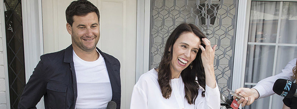 New Zealand Prime Minister Jacinda Ardern and her partner Clarke Gayford announce their pregnancy with their first child to media at press conference in Auckland, New Zealand, Friday, Jan. 19, 2018. Ardern announced that she is expecting her first child in June. (Greg Bowker/New Zealand Herald via AP) New Zealand Prime MInister Pregnant