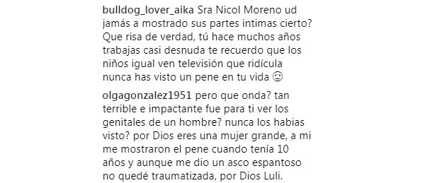 Comentarios publicados por seguidores de @nicolelulichile en Instagram