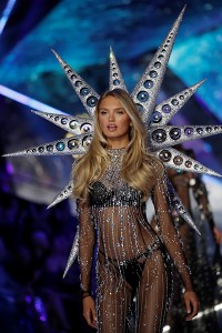 A model presents a creation during the 2018 Victoria's Secret Fashion Show in New York