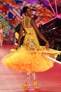 Nigerian model Mayowa Nicholas walks the runway at the 2018 Victoria'