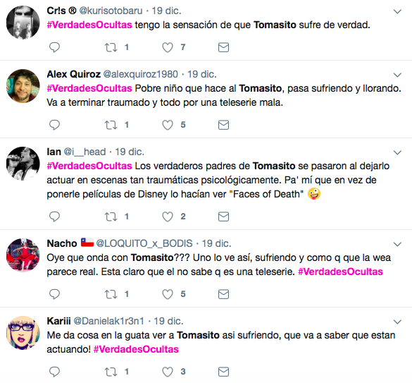 Imagen: comentarios en Twitter bajo el hashtag #VerdadesOcultas